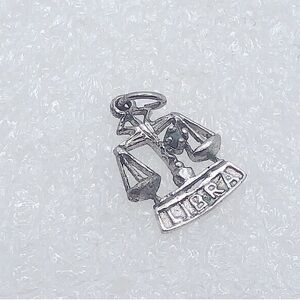 Vtg Sterling Silver Turquoise Libra Scales Charm Bracelet Charm / Mini Pendant